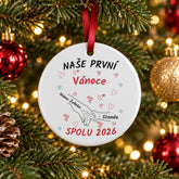 Vánoční keramická ozdoba pro maminku a dítě - kulatá