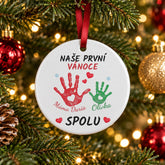 Vánoční keramická ozdoba pro maminku a dítě - kulatá