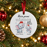 Vánoční keramická ozdoba pro maminku a dítě - kulatá
