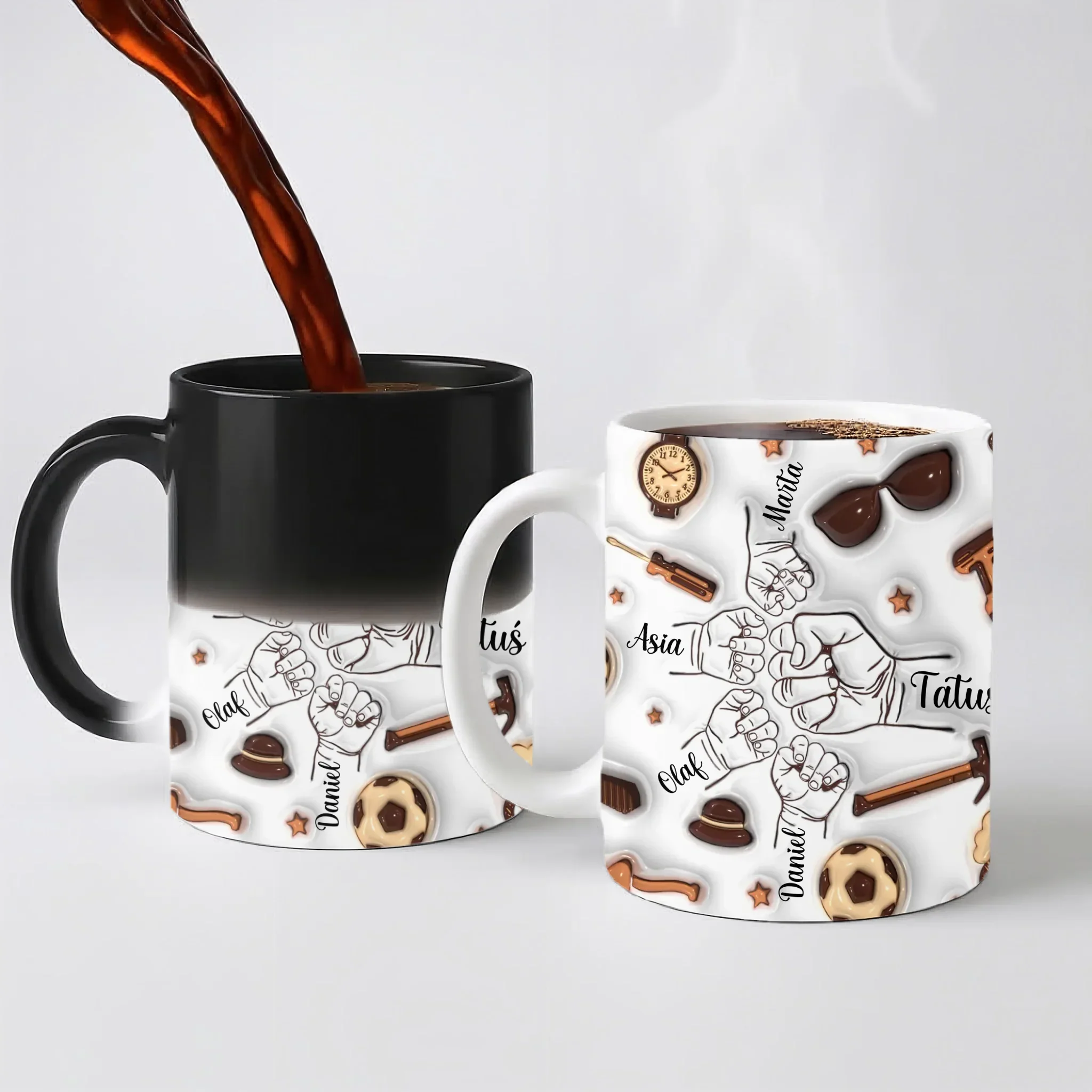 Hrnek pro tátu - pěstičky a nářadí - Hrnek (330ml) - Magický (měnící barvu)