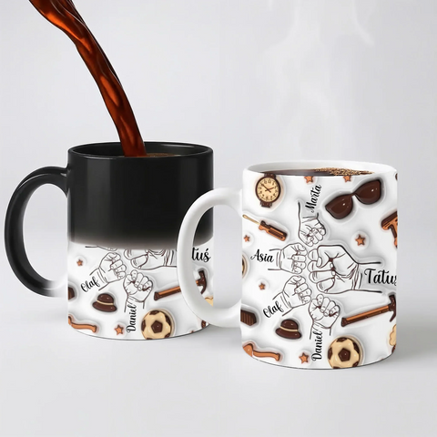 Hrnek pro tátu - pěstičky a nářadí - Hrnek (330ml) - Magický (měnící barvu)