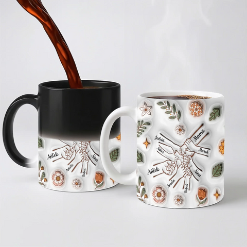 Hrnek pro maminku - podzimní květy - Hrnek (330ml) - Magický (měnící barvu)