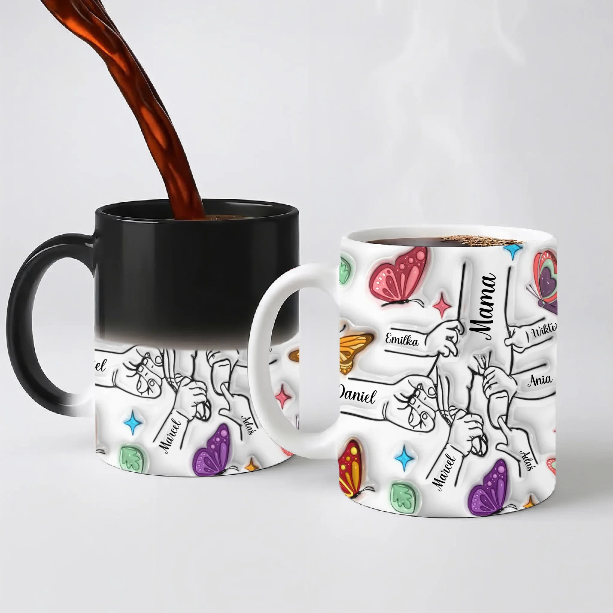 Hrnek pro maminku - barevní motýli - Hrnek (330ml) - Magický (měnící barvu)