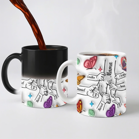 Hrnek pro maminku - barevní motýli - Hrnek (330ml) - Magický (měnící barvu)