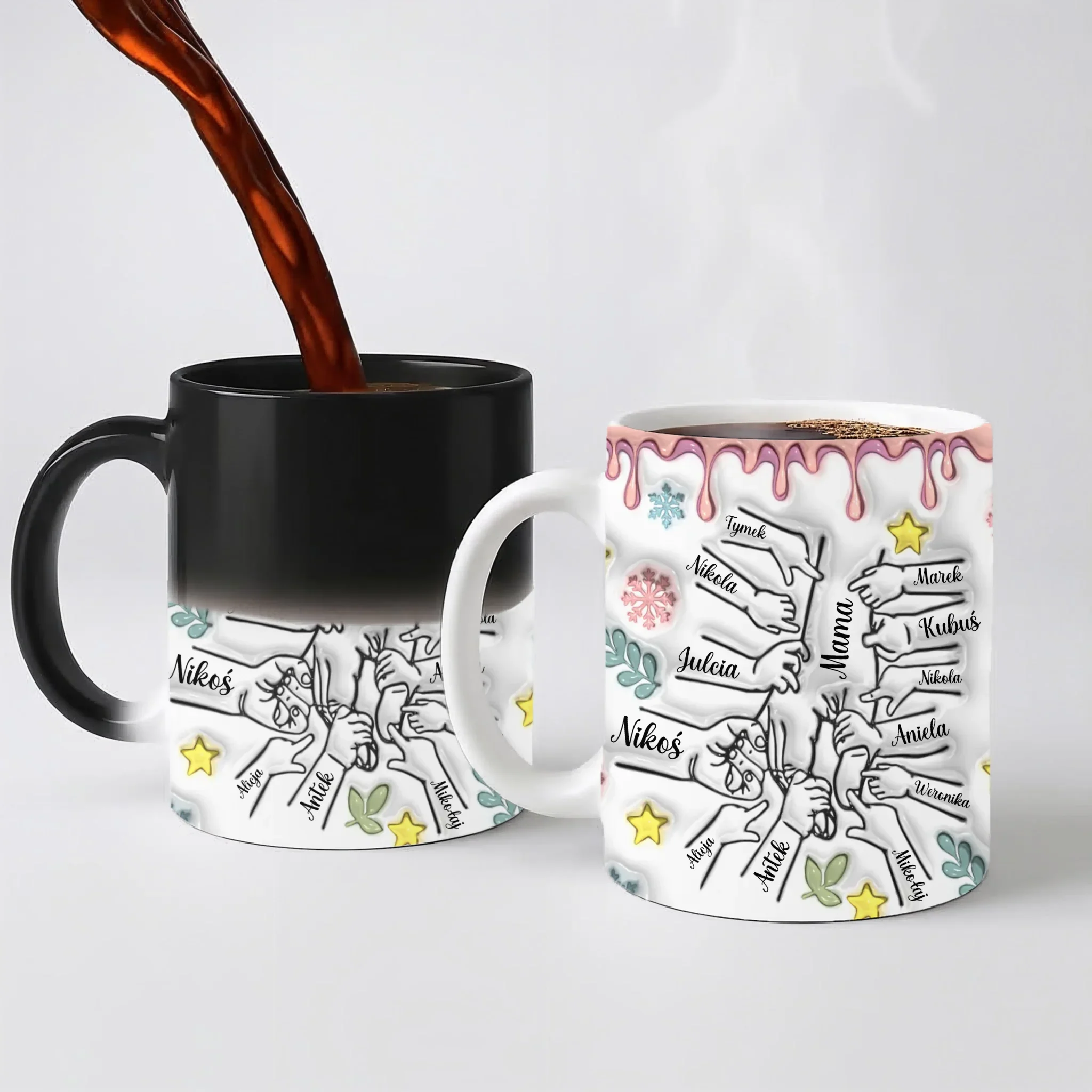 Hrnek pro velkou rodinu - pěstičky - Hrnek (330ml) - Magický (měnící barvu)