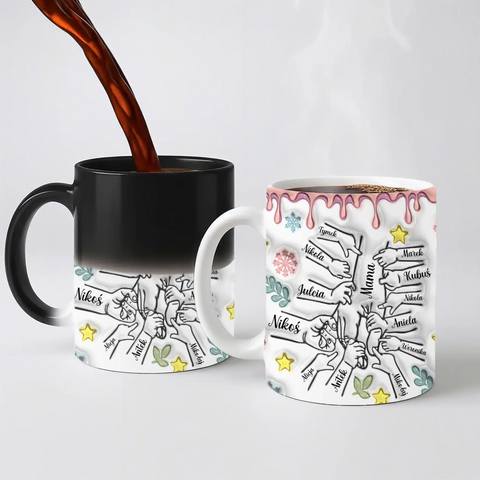 Hrnek pro velkou rodinu - pěstičky - Hrnek (330ml) - Magický (měnící barvu)