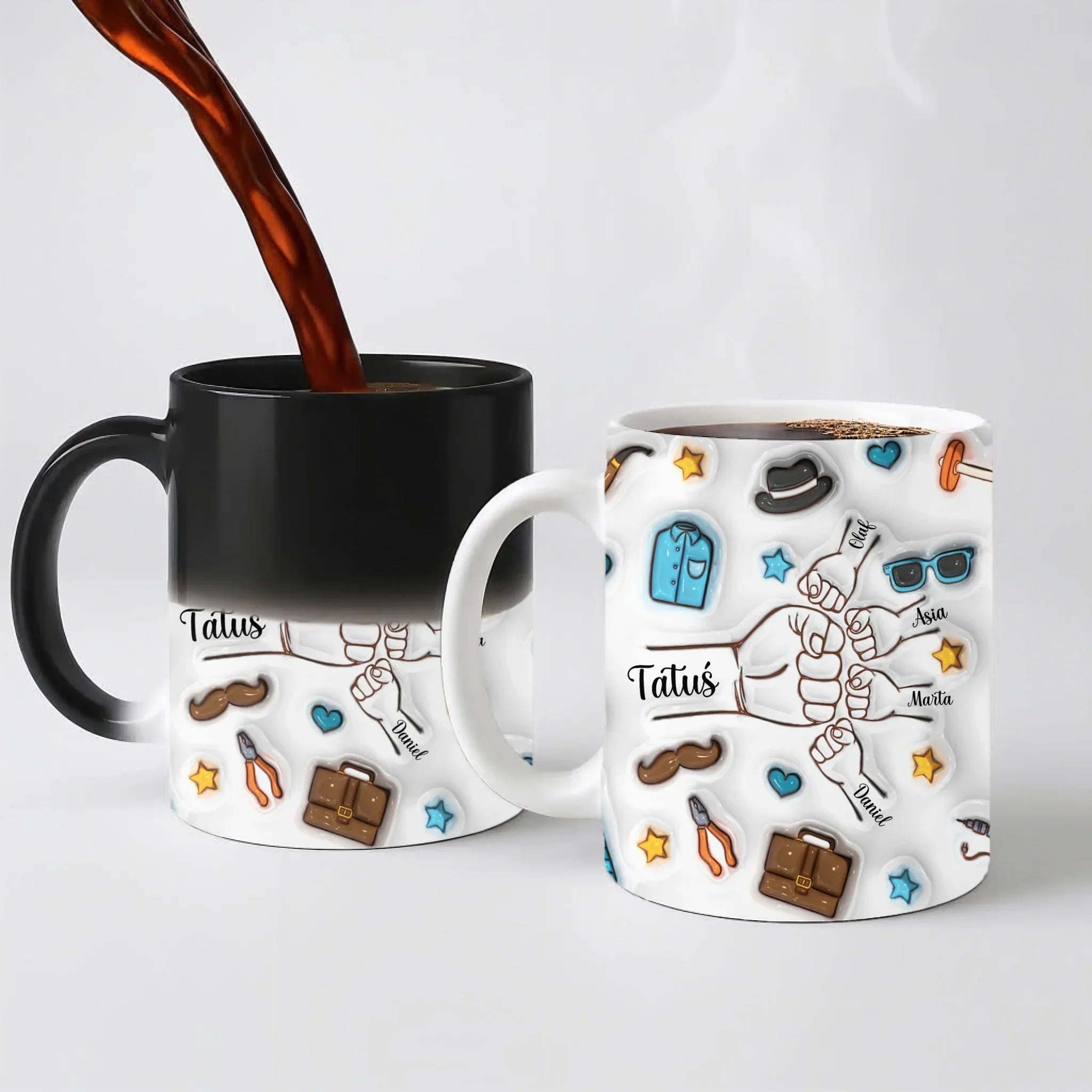 Hrnek pro tátu - pěstičky a pánské doplňky - Magický (měnící barvu)