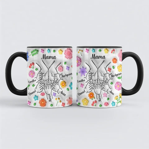 Hrnek pro maminku - spojené ruce rodiny - Hrnek (330ml) - Černý