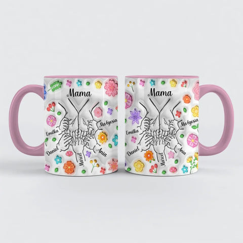 Hrnek pro maminku - spojené ruce rodiny - Hrnek (330ml) - Růžový