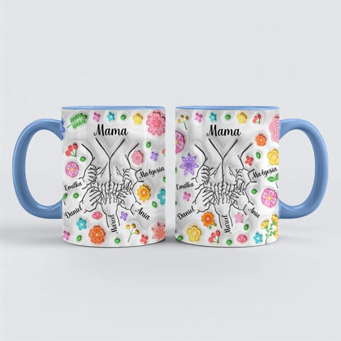 Hrnek pro maminku - spojené ruce rodiny - Hrnek (330ml) - Modrý