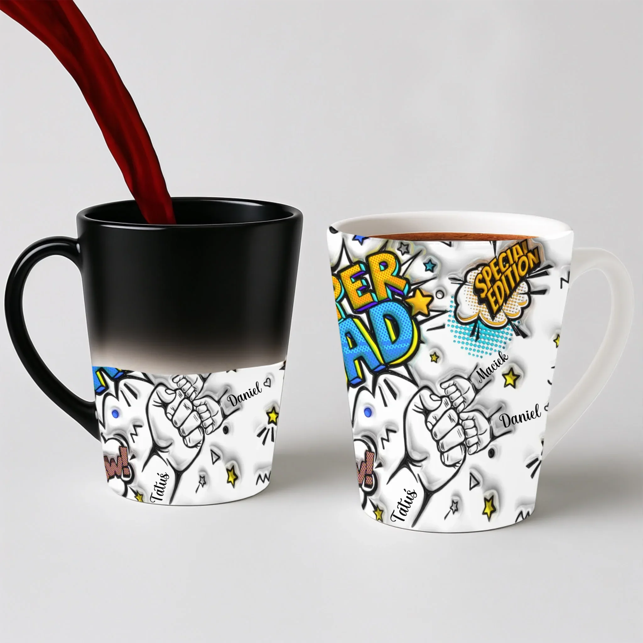 Hrnek pro tátu - Super Dad - Latte Hrnek (300ml) - Magický (měnící barvu)