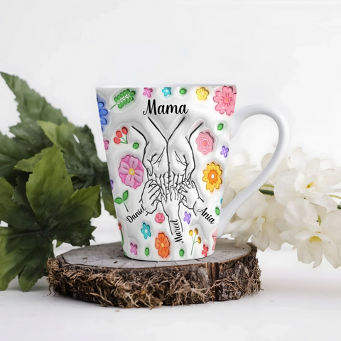 Hrnek pro maminku - spojené ruce rodiny - Latte Hrnek (300ml) - Bílý