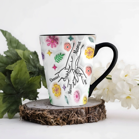 Hrnek pro maminku - jarní květy - Latte Hrnek (300ml) - Černý