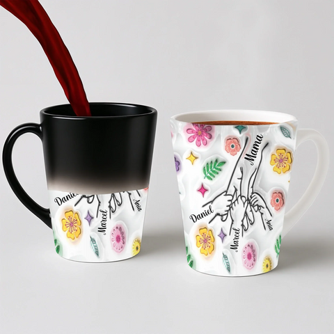Hrnek pro maminku - jarní květy - Latte Hrnek (300ml) - Magický (měnící barvu)
