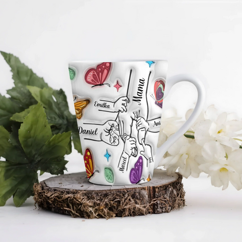 Hrnek pro maminku - barevní motýli - Latte Hrnek (300ml) - Bílý