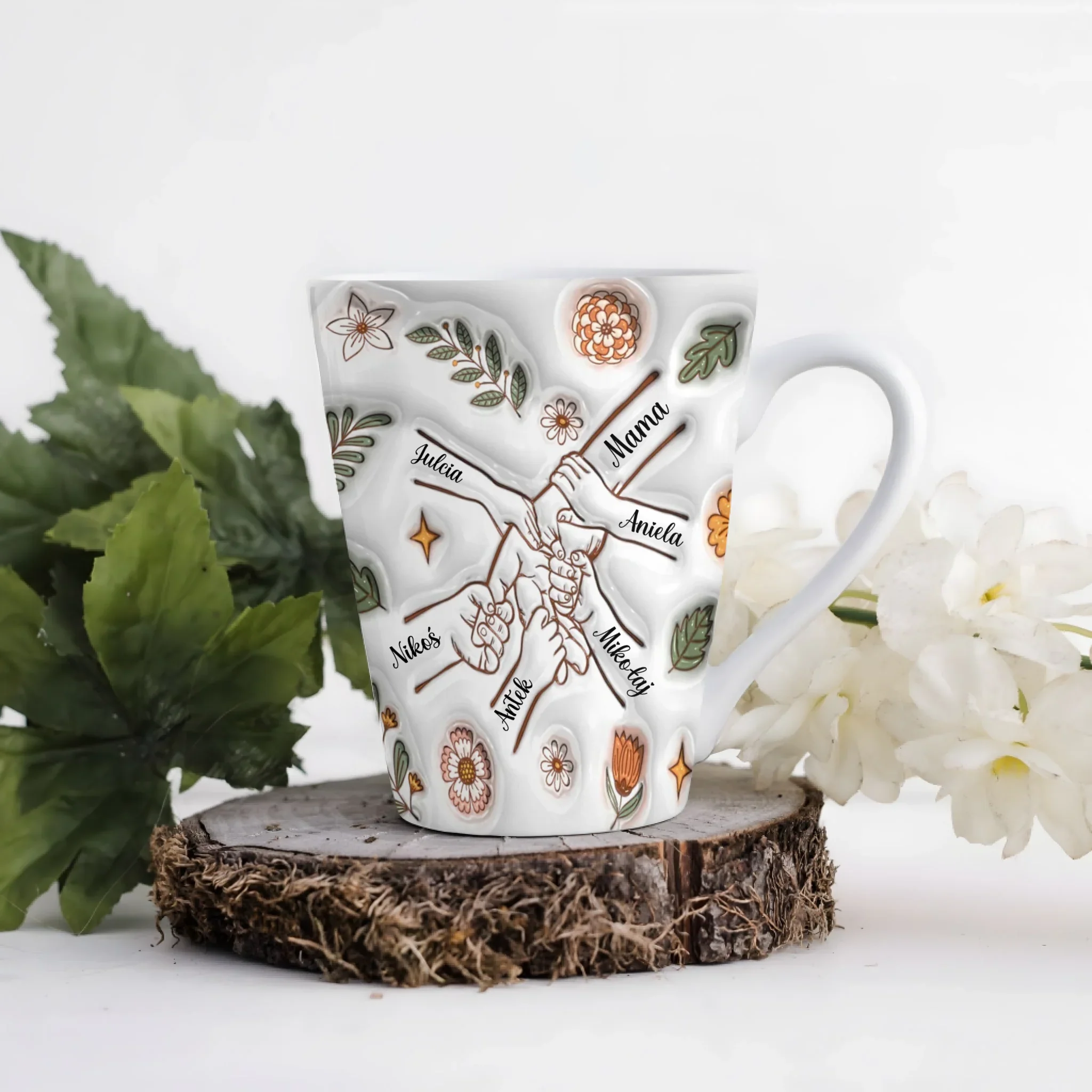 Hrnek pro maminku - podzimní květy - Latte Hrnek (300ml) - Bílý