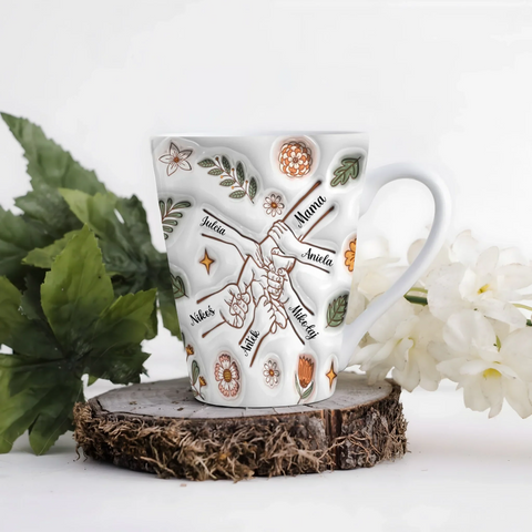 Hrnek pro maminku - podzimní květy - Latte Hrnek (300ml) - Bílý