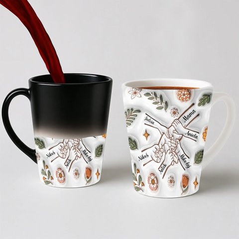 Hrnek pro maminku - podzimní květy - Latte Hrnek (300ml) - Magický (měnící barvu)