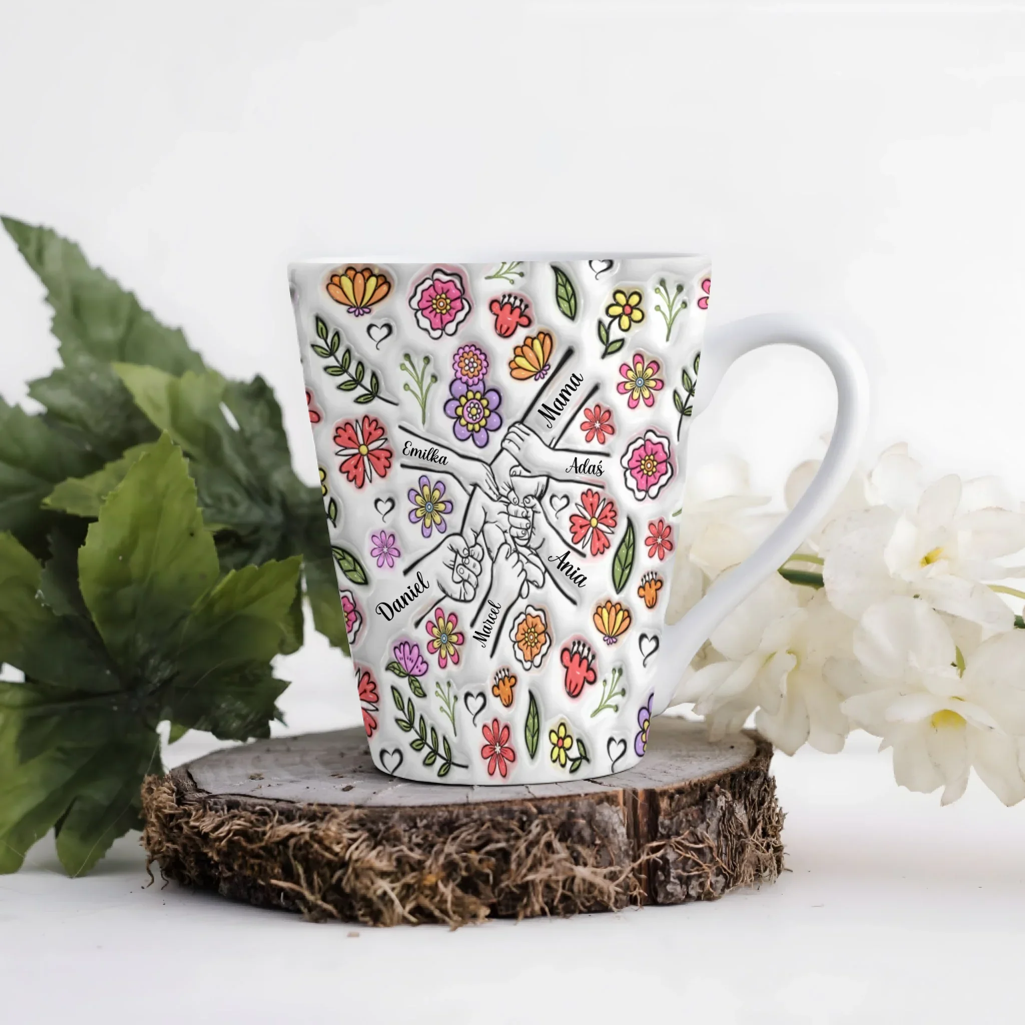 Hrnek pro maminku - rozkvetlá louka - Latte Hrnek (300ml) - Bílý