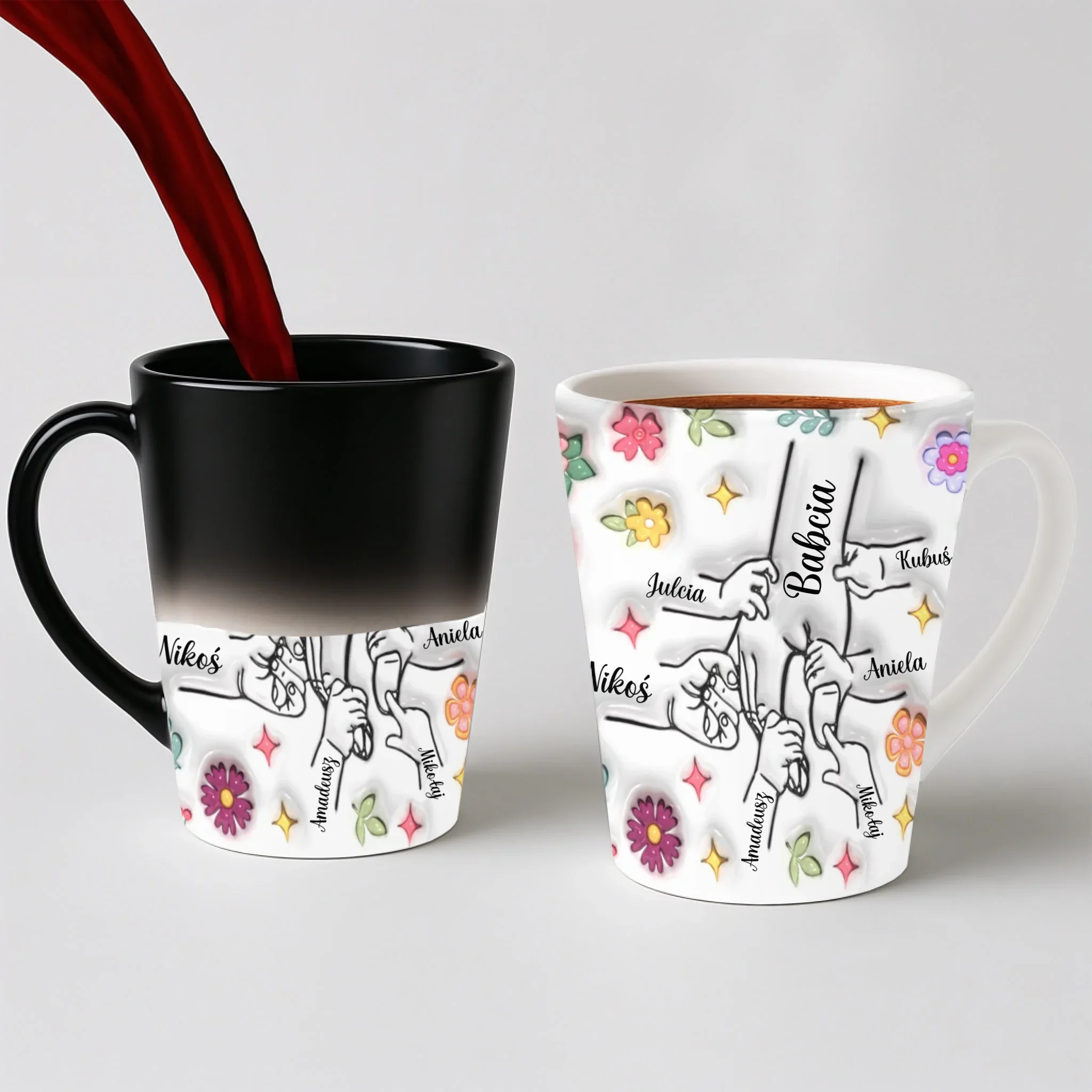 Hrnek pro babičku - jména vnoučat - Latte Hrnek (300ml) - Magický (měnící barvu)
