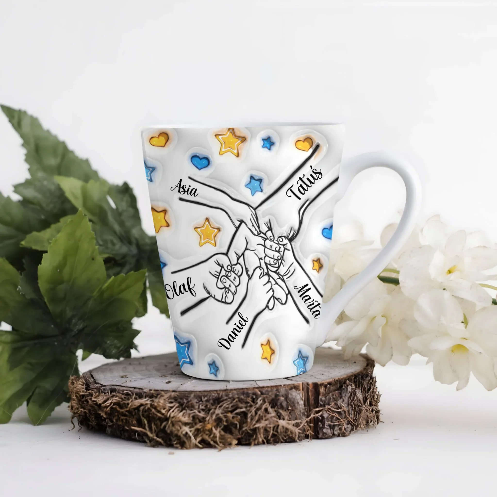 Rodinný hrnek - pěstičky a hvězdičky - Latte Hrnek (300ml) - Bílý