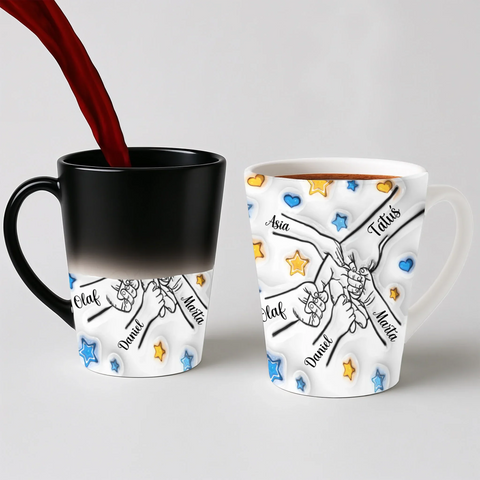 Rodinný hrnek - pěstičky a hvězdičky - Latte Hrnek (300ml) - Magický (měnící barvu)