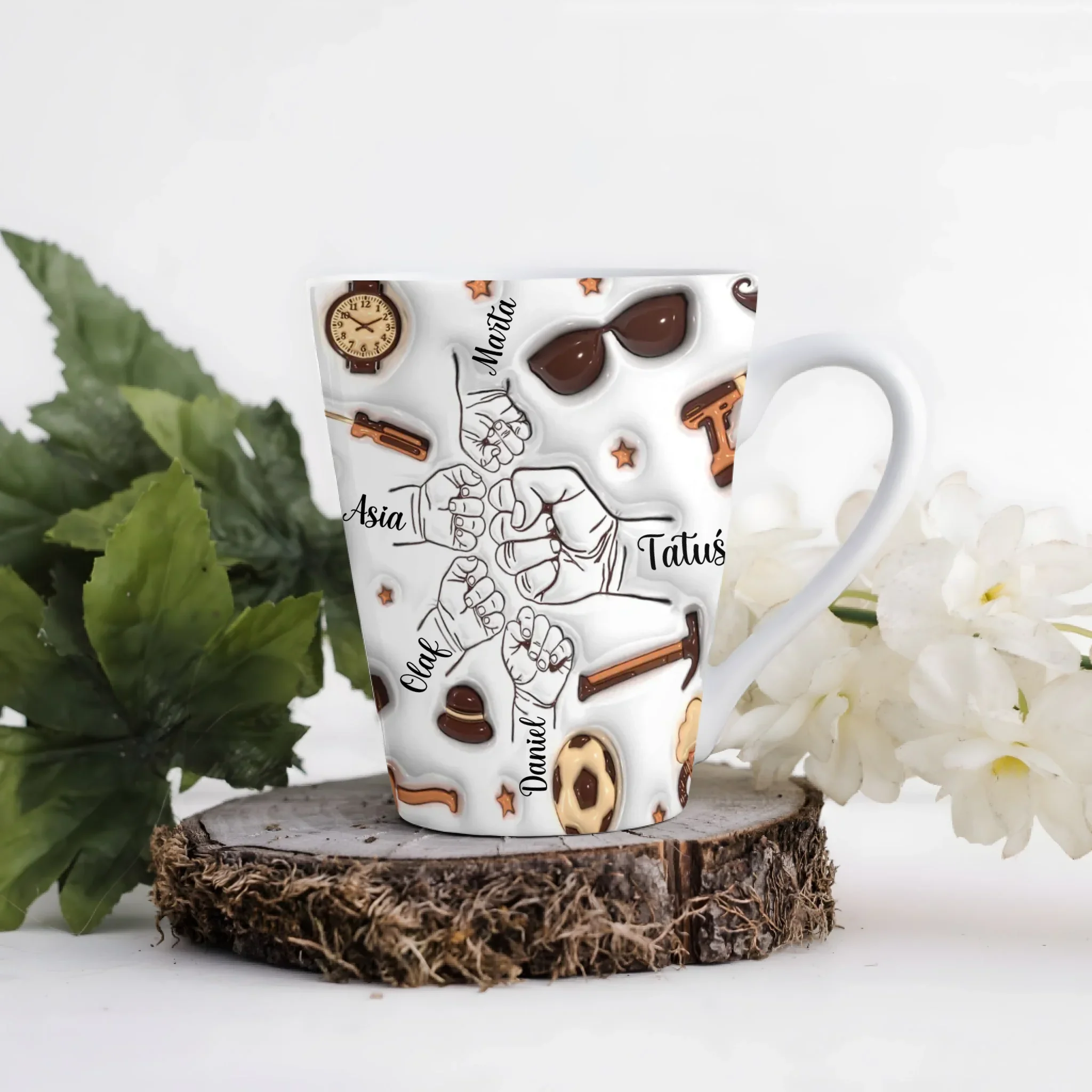 Hrnek pro tátu - pěstičky a nářadí - Latte Hrnek (300ml) - Bílý