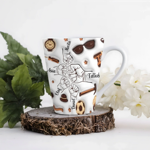 Hrnek pro tátu - pěstičky a nářadí - Latte Hrnek (300ml) - Bílý
