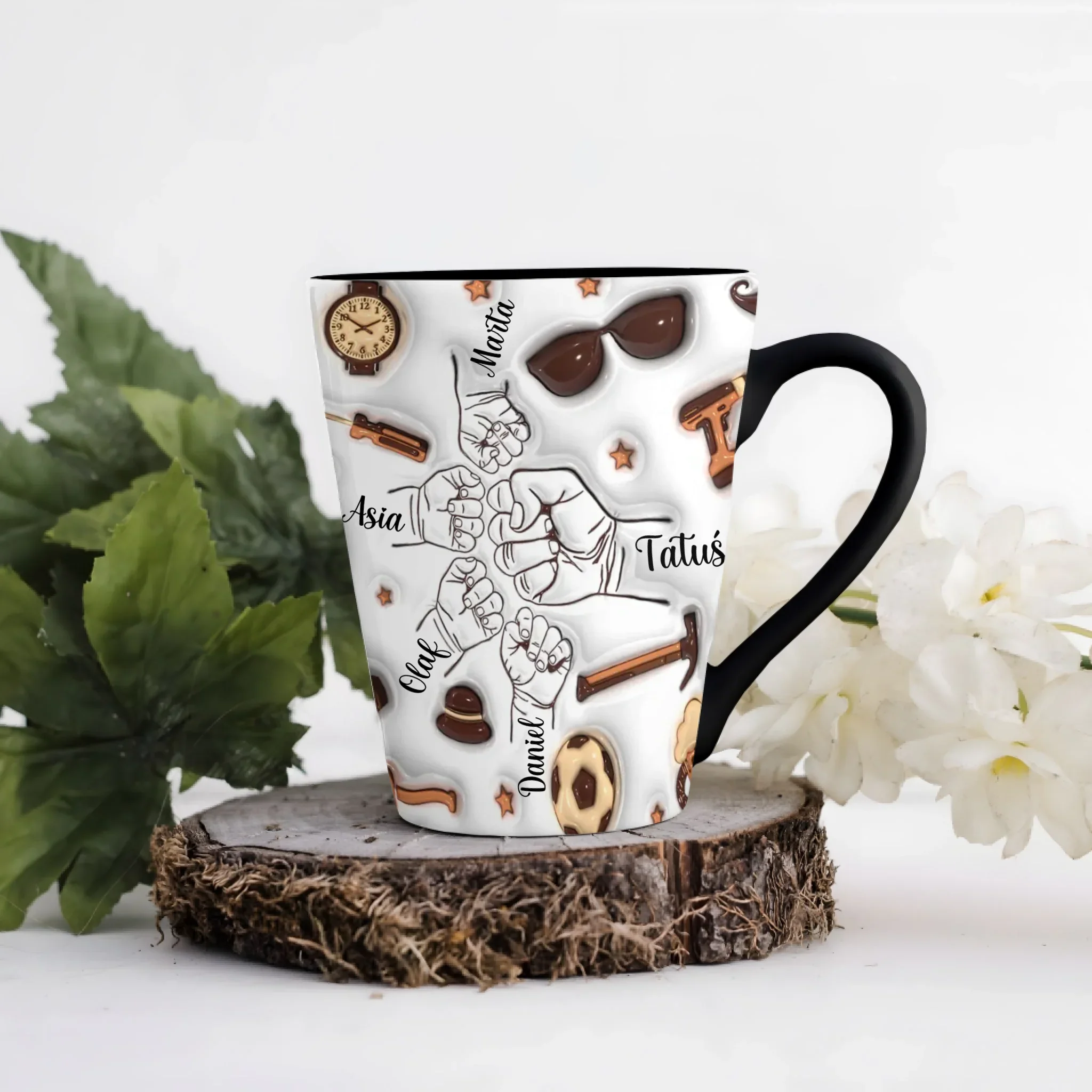 Hrnek pro tátu - pěstičky a nářadí - Latte Hrnek (300ml) - Černý