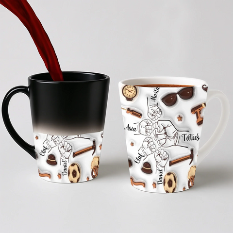 Hrnek pro tátu - pěstičky a nářadí - Latte Hrnek (300ml) - Magický (měnící barvu)