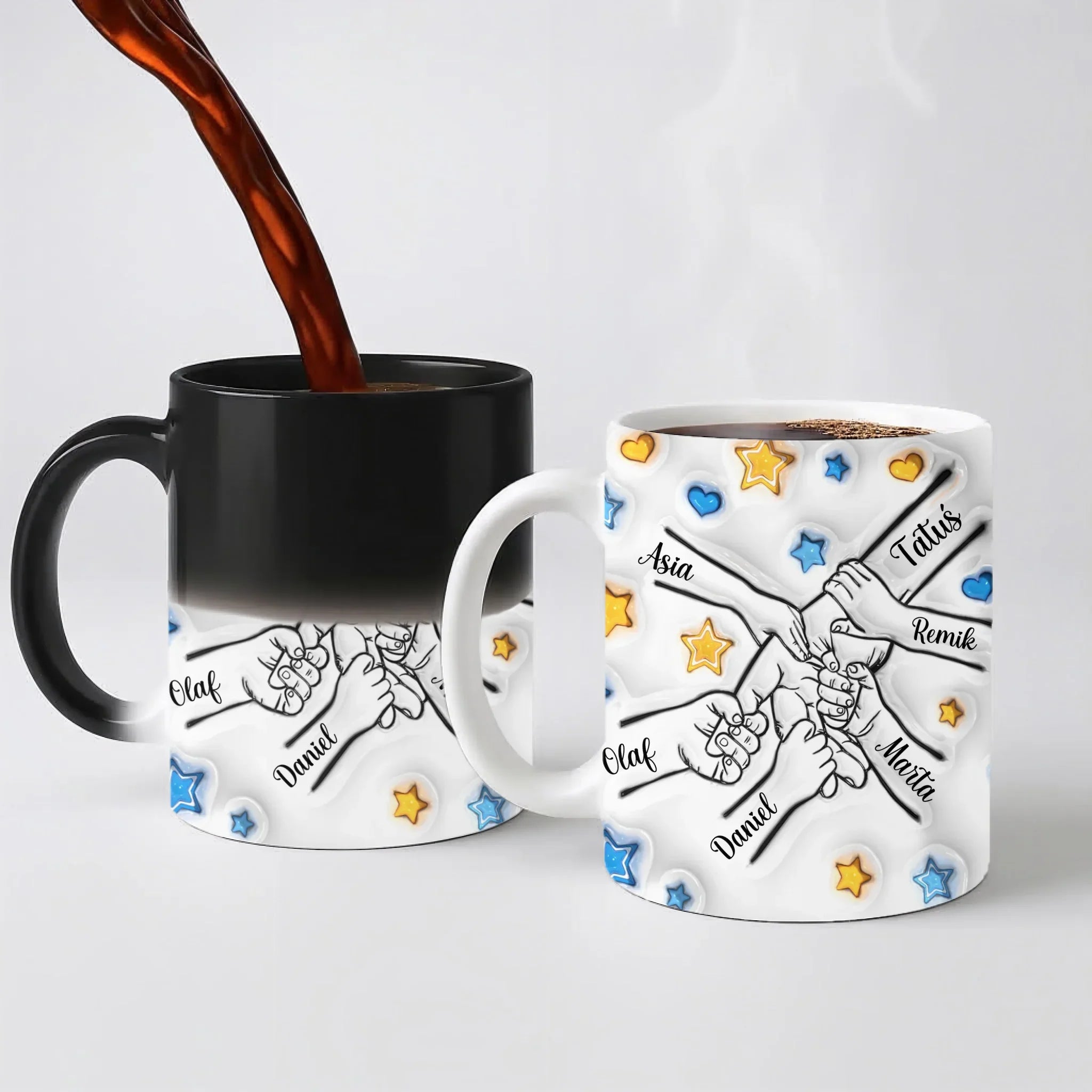 Rodinný hrnek - pěstičky a hvězdičky - Hrnek (330ml) - Magický (měnící barvu)