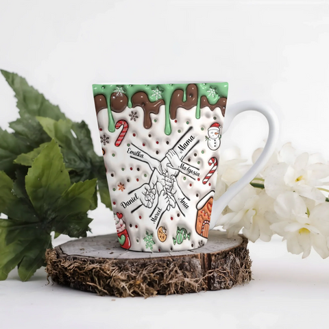 Vánoční hrnek - sněhulák a sladkosti - Latte Hrnek (300ml) - Bílý