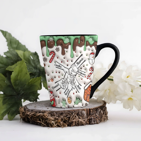 Vánoční hrnek - sněhulák a sladkosti - Latte Hrnek (300ml) - Černý