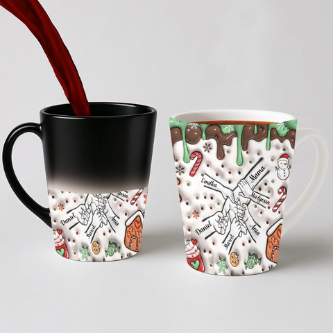 Vánoční hrnek - sněhulák a sladkosti - Latte Hrnek (300ml) - Magický (měnící barvu)
