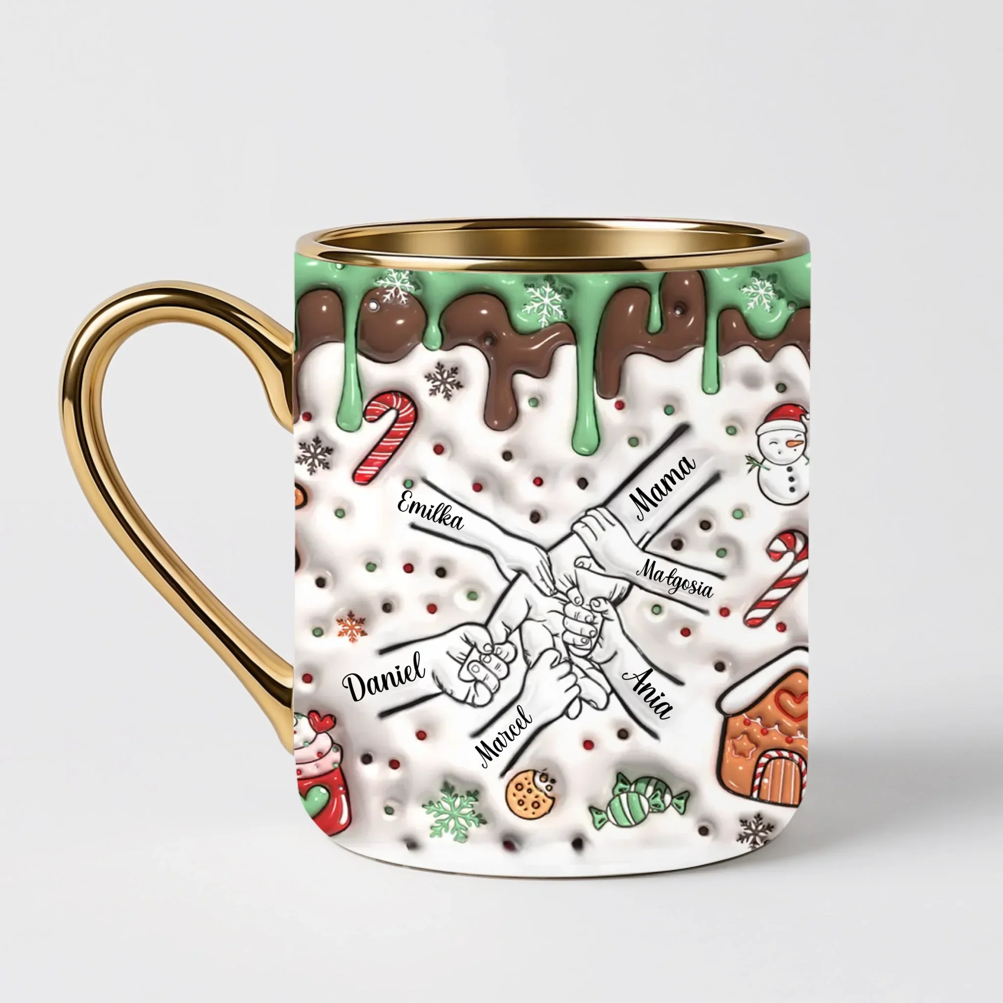 Vánoční hrnek - sněhulák a sladkosti - Elegantní hrnek (330ml) - Bílý