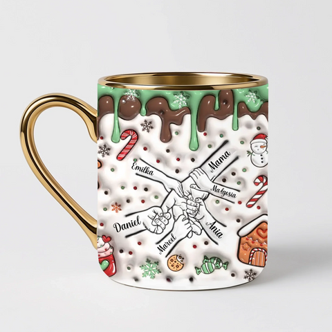 Vánoční hrnek - sněhulák a sladkosti - Elegantní hrnek (330ml) - Bílý