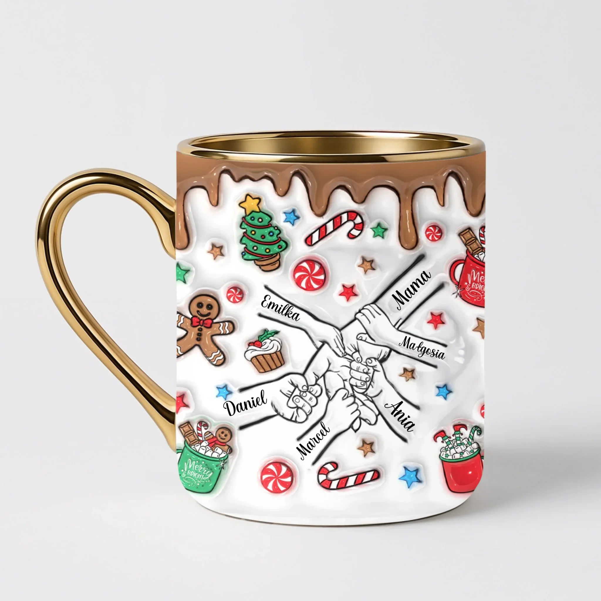 Vánoční hrnek - perníkový motiv - Elegantní hrnek (330ml) - Bílý