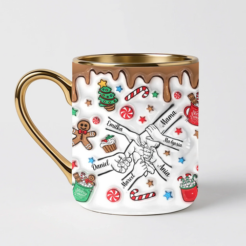 Vánoční hrnek - perníkový motiv - Elegantní hrnek (330ml) - Bílý