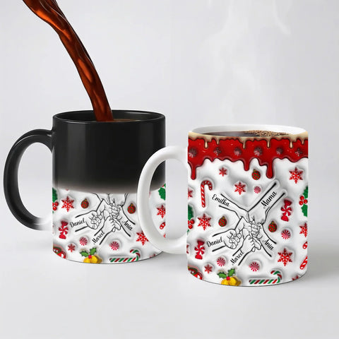 Vánoční hrnek pro maminku - poleva a vločky - Hrnek (330ml) - Magický (měnící barvu)