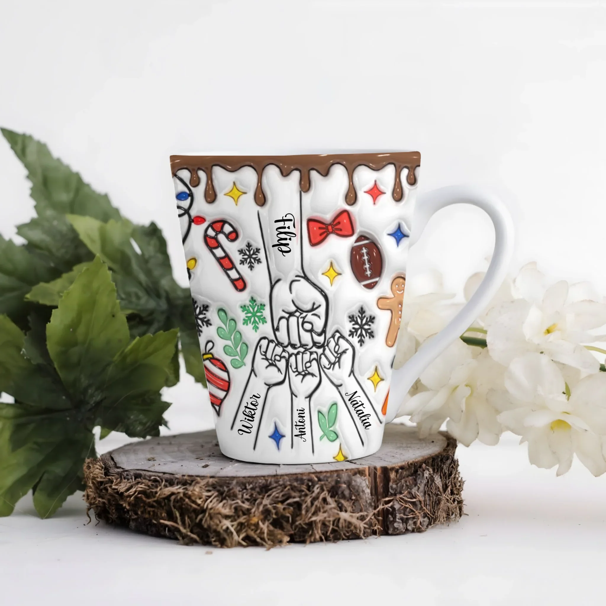 Vánoční hrnek pro rodinu - pěstičky - Latte Hrnek (300ml) - Bílý