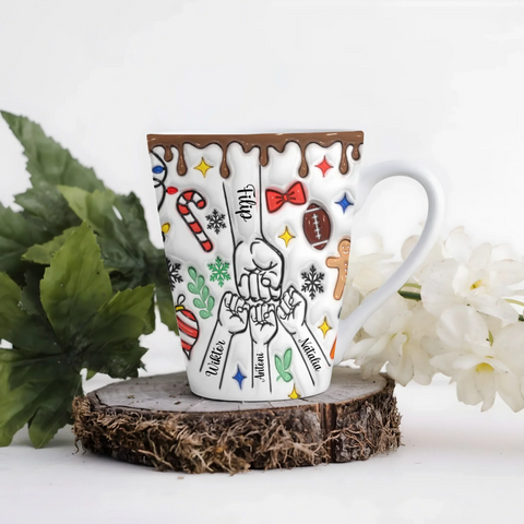 Vánoční hrnek pro rodinu - pěstičky - Latte Hrnek (300ml) - Bílý