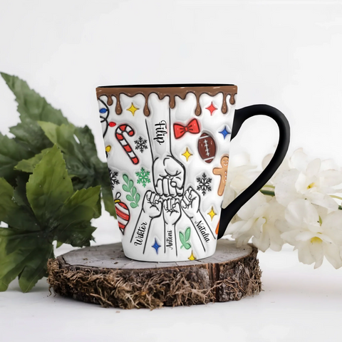 Vánoční hrnek pro rodinu - pěstičky - Latte Hrnek (300ml) - Černý