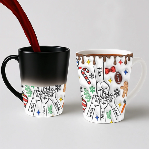 Vánoční hrnek pro rodinu - pěstičky - Latte Hrnek (300ml) - Magický (měnící barvu)