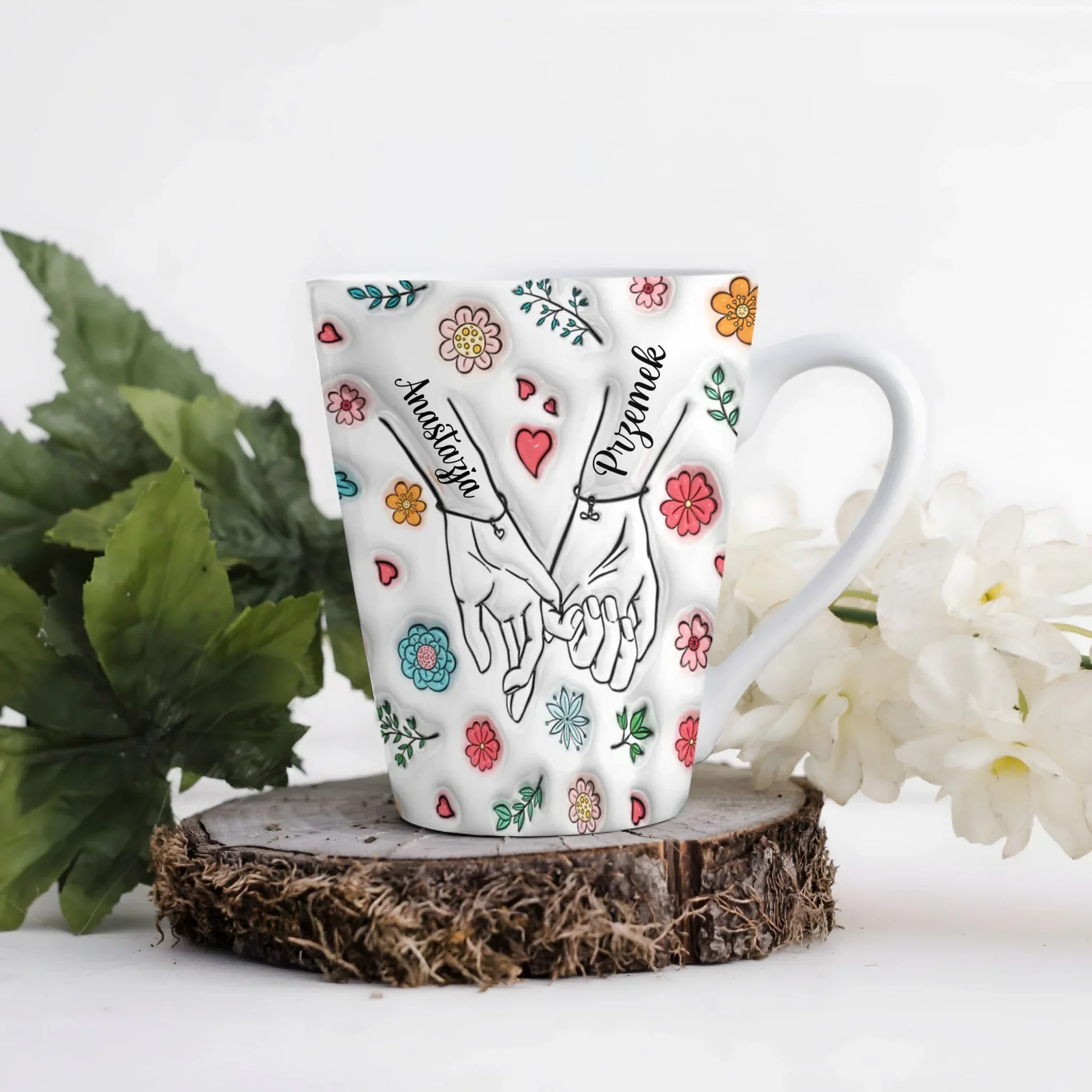 Hrnek pro páry - propletené malíčky - Latte Hrnek (300ml) - Bílý