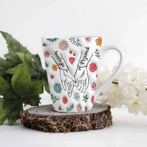 Hrnek pro páry - propletené malíčky - Latte Hrnek (300ml) - Bílý