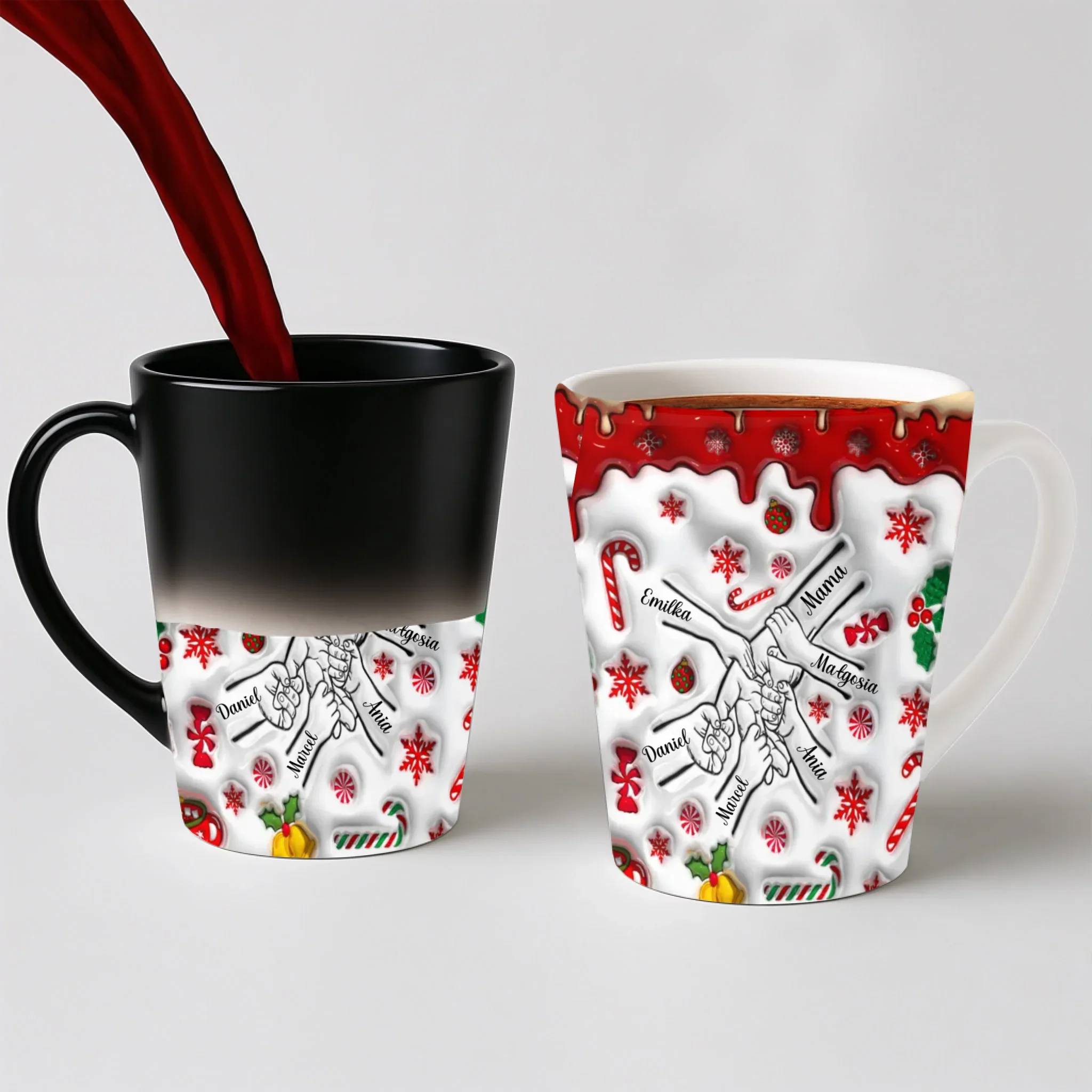 Vánoční hrnek pro maminku - poleva a vločky - Latte Hrnek (300ml) - Magický (měnící barvu)