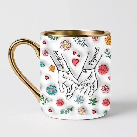 Hrnek pro páry - propletené malíčky - Elegantní hrnek (330ml) - Bílý
