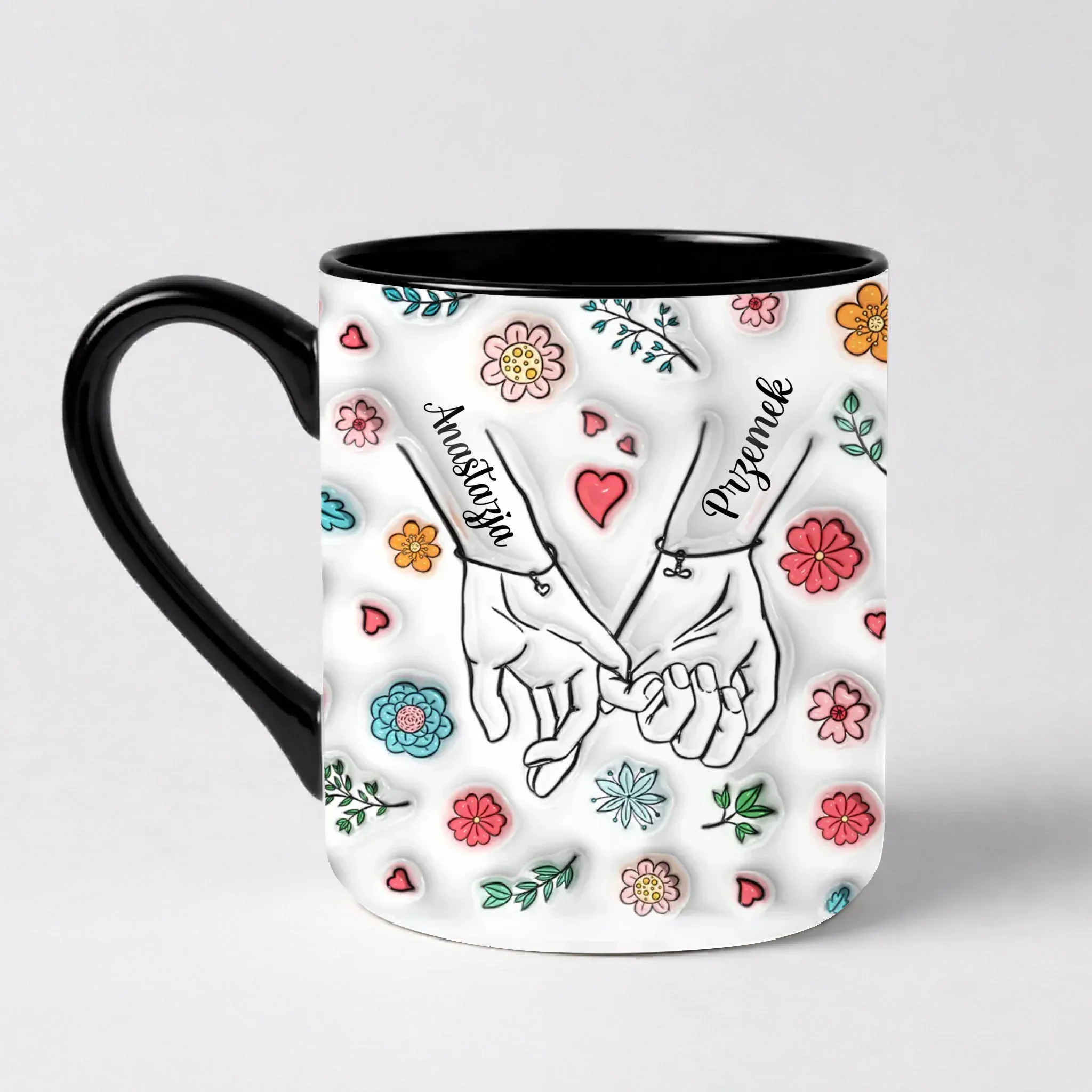 Hrnek pro páry se jmény - Elegantní hrnek (330ml), Černý