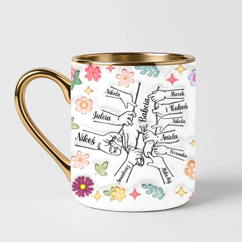 Hrnek pro babičku - jména vnoučat - Elegantní hrnek (330ml) - Bílý