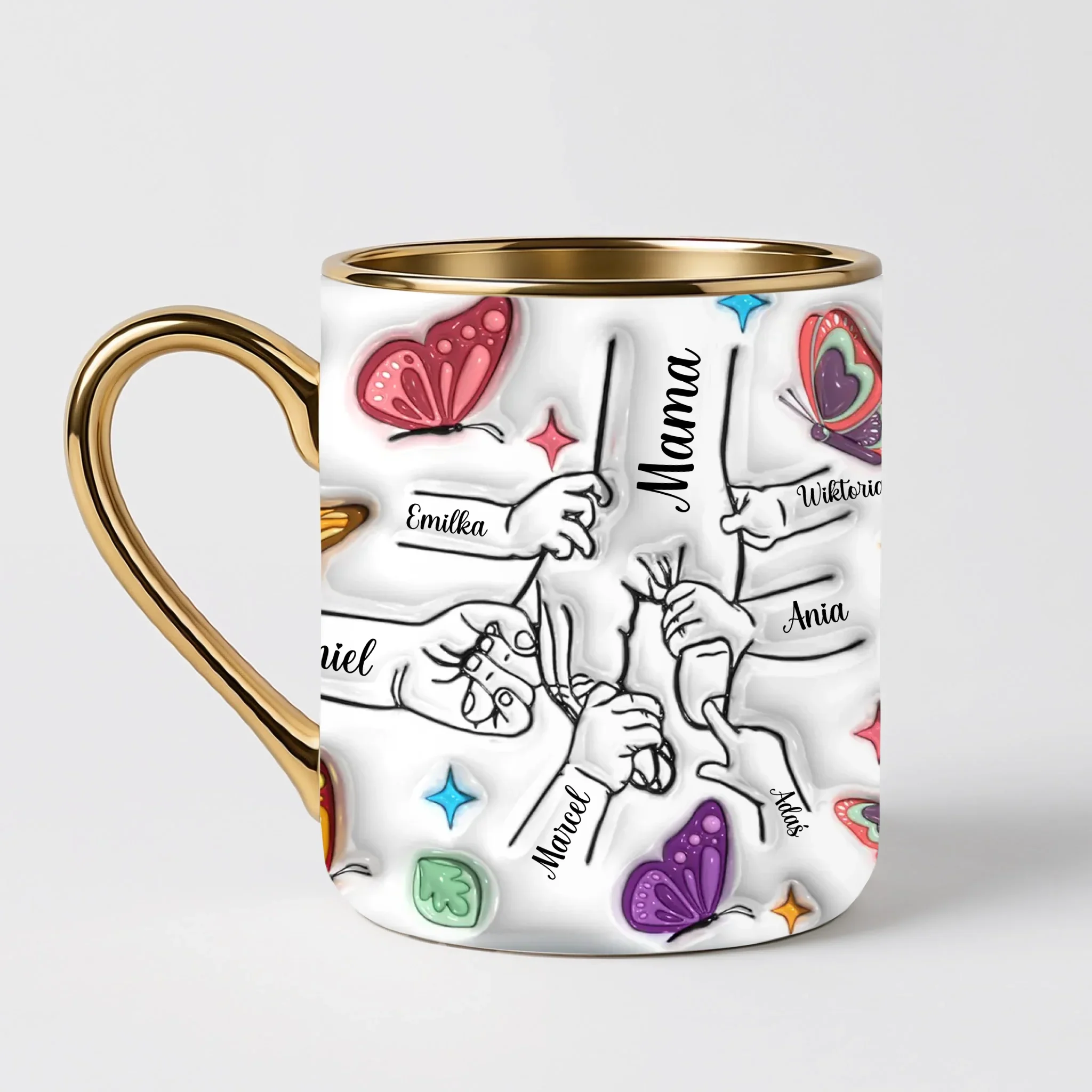 Hrnek pro maminku - barevní motýli - Elegantní hrnek (330ml) - Bílý
